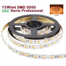 Tira LED Flexible 24V 12W/mt 60 Led/mt SMD 5050 IP20 1700ºK Serie Profesional, Rollo 5 mts